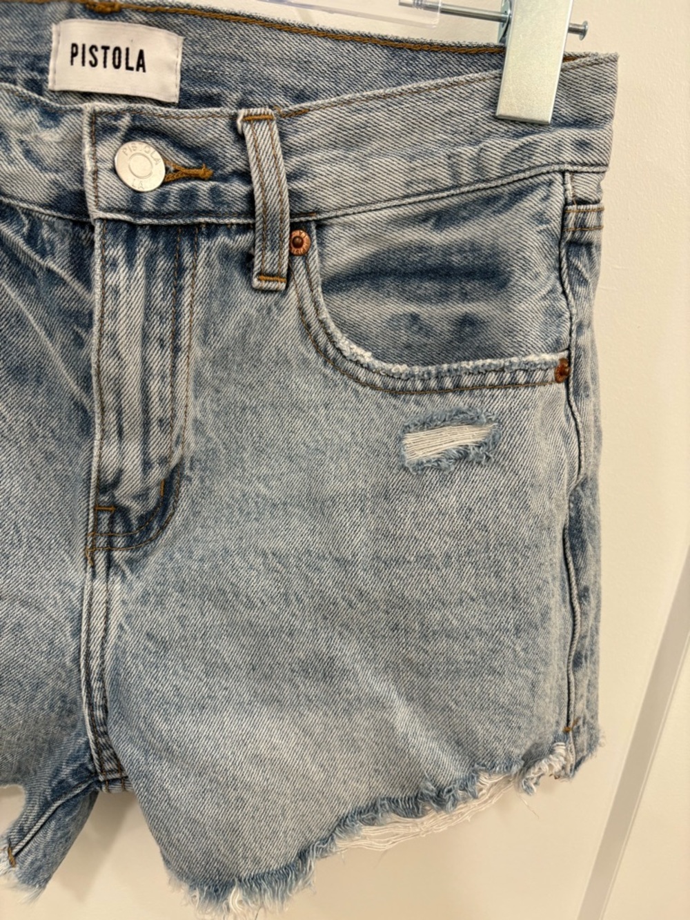 Pistola Distressed High Rise Denim Shorts Size 25 - Picture 4 of 9
